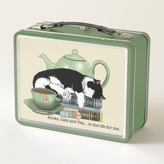 Lunch Box Livres Thé Chat Cute (Dos)