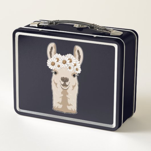 Lunch Box Llama aux fleurs blanches (Dos)