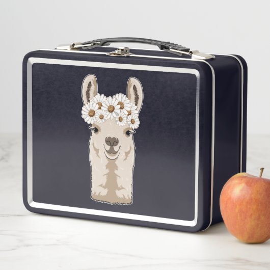 Lunch Box Llama aux fleurs blanches (En situation)