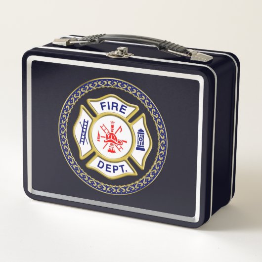 Lunch Box Logo du service d'incendie Badge bleu et blanc (Devant)