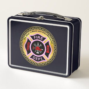 Lunch Box Logo du service d'incendie Badge noir et rose