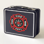 Lunch Box Logo du service d'incendie Badge noir et rouge (Dos)