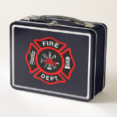 Lunch Box Logo du service d'incendie Badge noir et rouge (Devant)
