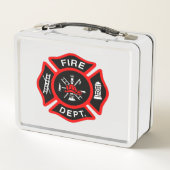 Lunch Box Logo du service d'incendie Badge noir et rouge (Dos)