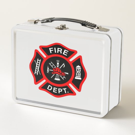 Lunch Box Logo du service d'incendie Badge noir et rouge (Devant)