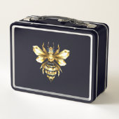 Lunch Box Logo Faux Gold Foil Bee Polygonal sur Noir (Dos)
