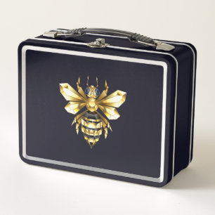Lunch Box Logo Faux Gold Foil Bee Polygonal sur Noir