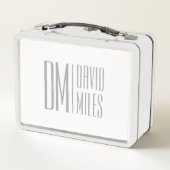 Lunch Box Logo Stylish Minimal & Modern Grey Initiales & Nom (Dos)