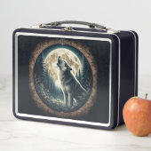 Lunch Box Loup vintage et lune classique (En situation)