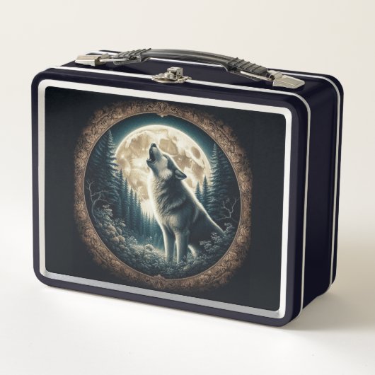 Lunch Box Loup vintage et lune classique (Devant)
