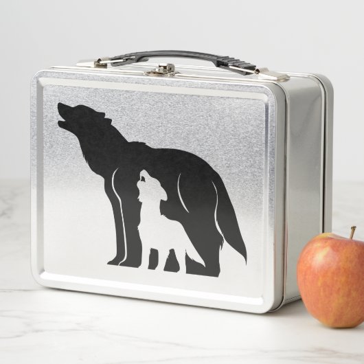 Lunch Box Loups noirs et blancs (En situation)
