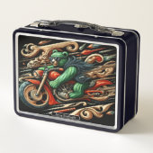 Lunch Box L'ours en gras roule sur une moto avec style (Dos)