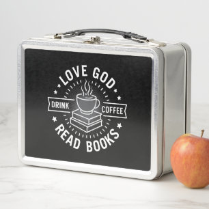 Lunch Box Love God Drink Coffee Lire les livres Amateurs Vin
