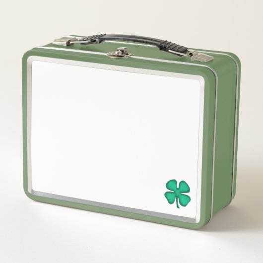 Lunch Box Lucky 4 Leaf Irish Clover blanc n vert lunbox (Devant)