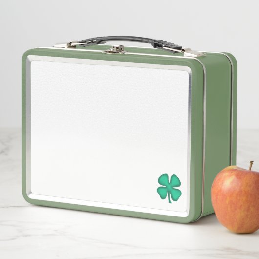 Lunch Box Lucky 4 Leaf Irish Clover blanc n vert lunbox (En situation)