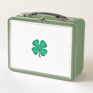 Lunch Box Lucky 4 Leaf Irish Clover blanc n vert lunbox