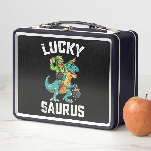 Lunch Box Lucky Saurus Dinosaur T Rex St Patrick's Day (En situation)