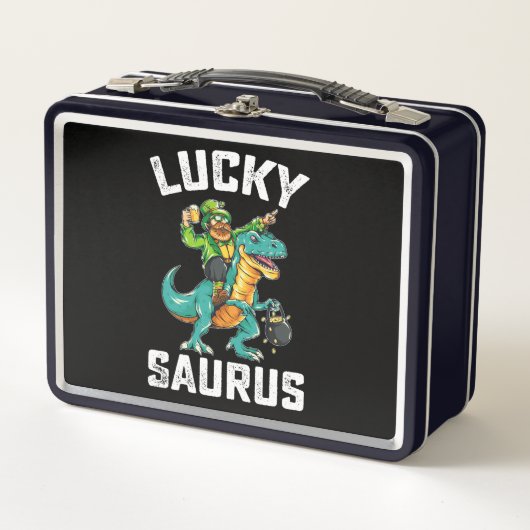 Lunch Box Lucky Saurus Dinosaur T Rex St Patrick's Day (Devant)