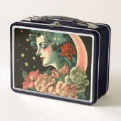 Lunch Box Lune Art Déco Retro Dame & Fleurs (Devant)