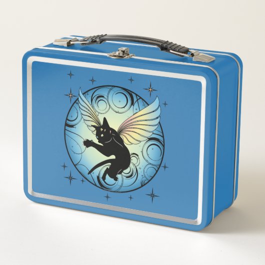 Lunch Box Lune de chat cosmique et étoiles (Devant)