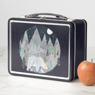 Lunch Box Lune des montagnes d'hiver de l'ours polaire