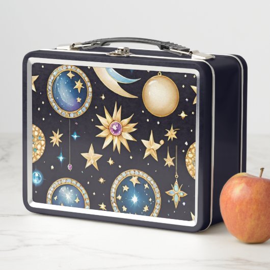 Lunch Box Lune Et Étoiles Céleste (En situation)