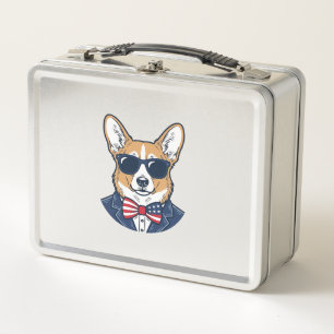 Lunch Box Lunettes de soleil Corgi patriotiques Art vectorie