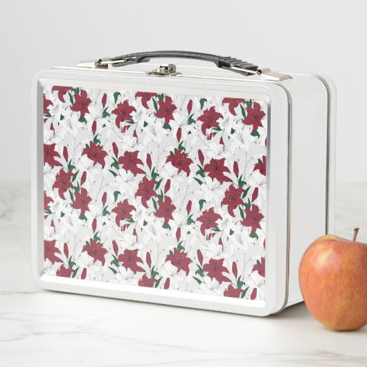 Lunch Box Lys de Noël rouges et blancs (En situation)