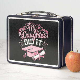 Lunch Box Ma Fille a Réussi son Diplôme Rose Famille de Dipl