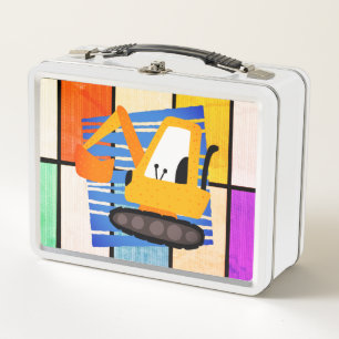 Lunch Box Machinerie d'excavatrice jaune mignonne