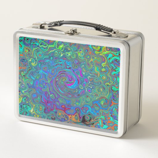 Lunch Box Magenta, Bleu et Mousse verte Retro Swirl (Devant)
