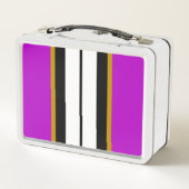 Lunch Box Magenta Rose Noir Blanc Vertical Stripes de course (Dos)