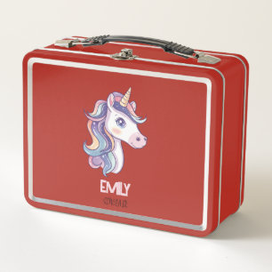 Lunch Box Magique Cute Sparkly Pastel Unicorn avec nom enfan