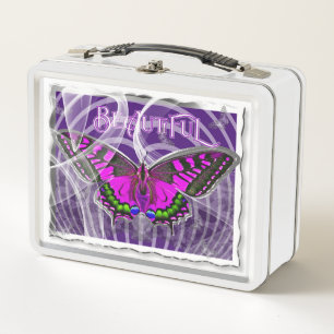 Lunch Box Magnifique Papillon encadré "Beau" Texte