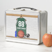 Lunch Box maillot de basket vert et blanc personnalisé (En situation)