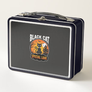 Lunch Box Maison Hantée Chat Noir Halloween Design Lune