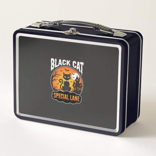 Lunch Box Maison Hantée Chat Noir Halloween Design Lune (Devant)