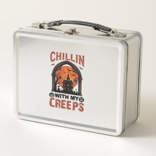 Lunch Box Maison hantée Halloween Chillin Creeps Lune Orange
