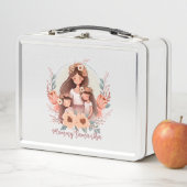 Lunch Box Maman et deux filles dans le cadre floral (En situation)