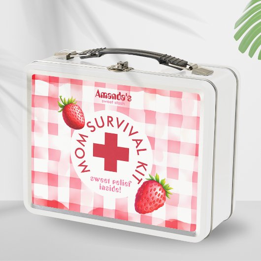 Lunch Box Maman Kit de survie fraise En vichy nouveau cadeau