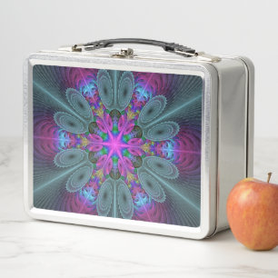 Lunch Box Mandala à partir du centre, art fractal coloré ave