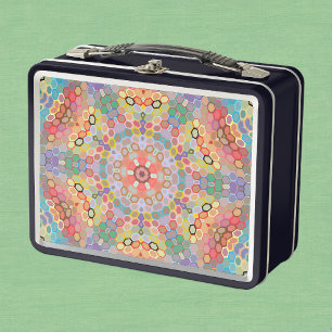 Lunch Box Mandala arc-en-ciel en hexagone
