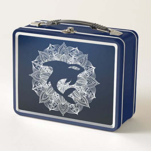 Lunch Box Mandala Circle Blue Killer Whale (Devant)