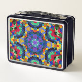 Lunch Box Mandala Hexagonal Bleu Jaune Rouge et Vert (Dos)