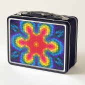 Lunch Box Mandala Hexagonal Rouge Jaune et Bleu (Dos)