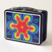 Lunch Box Mandala Hexagonal Rouge Jaune et Bleu (Devant)