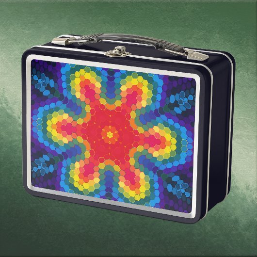 Lunch Box Mandala Hexagonal Rouge Jaune et Bleu