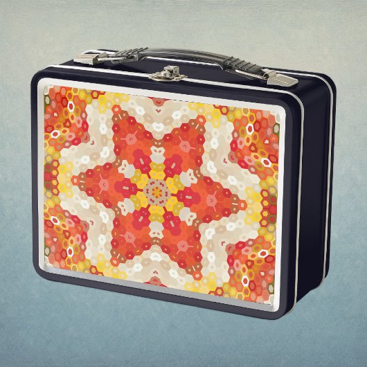 Lunch Box Mandala Hexagone Rouge et Jaune