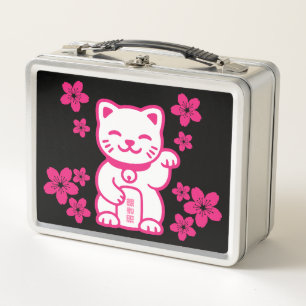 Lunch Box Maneki-neko japonais rose