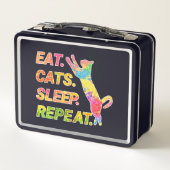 Lunch Box Manger, Dormir, Chats, Répéter - Amoureux des chat (Dos)